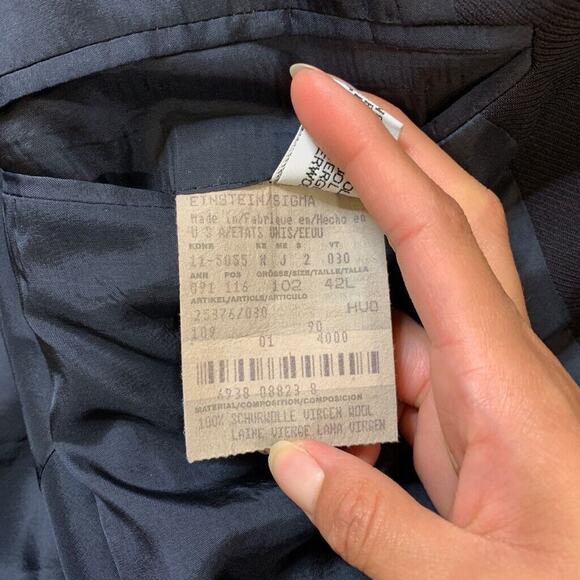 Vintage Hugo Boss Blazer Mens 42L Long Indigo Blue Wool Einstein Sigma Made USA - Picture 8 of 14